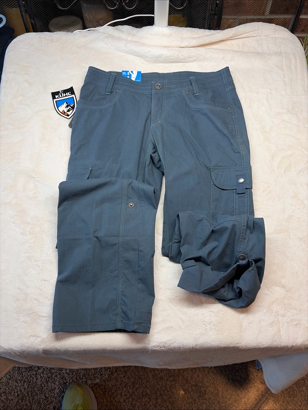 Kuhl Splash Roll-Up Cargo Hiking Outdoor Pants Women’s Sz 8 Blue/Green/Gray